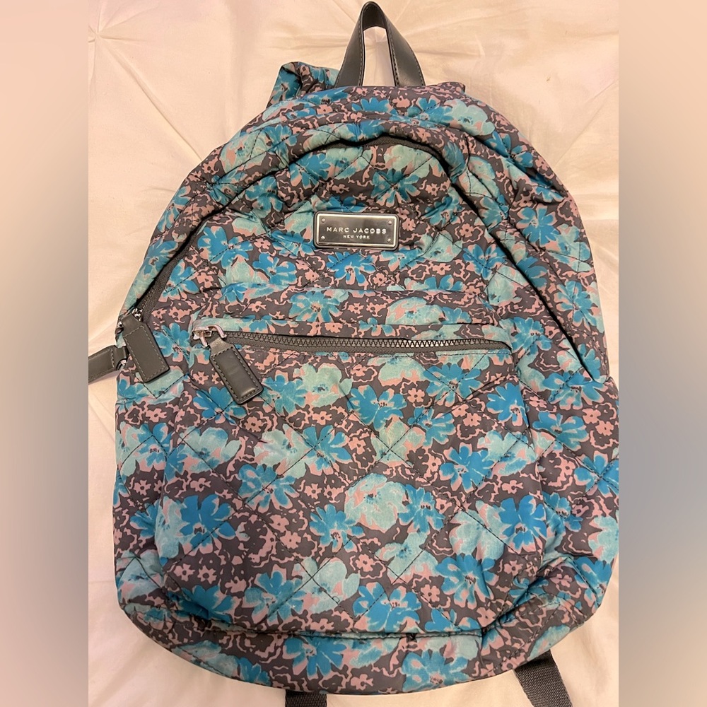 MARC JACOBS Blue Floral Quilted Backpack